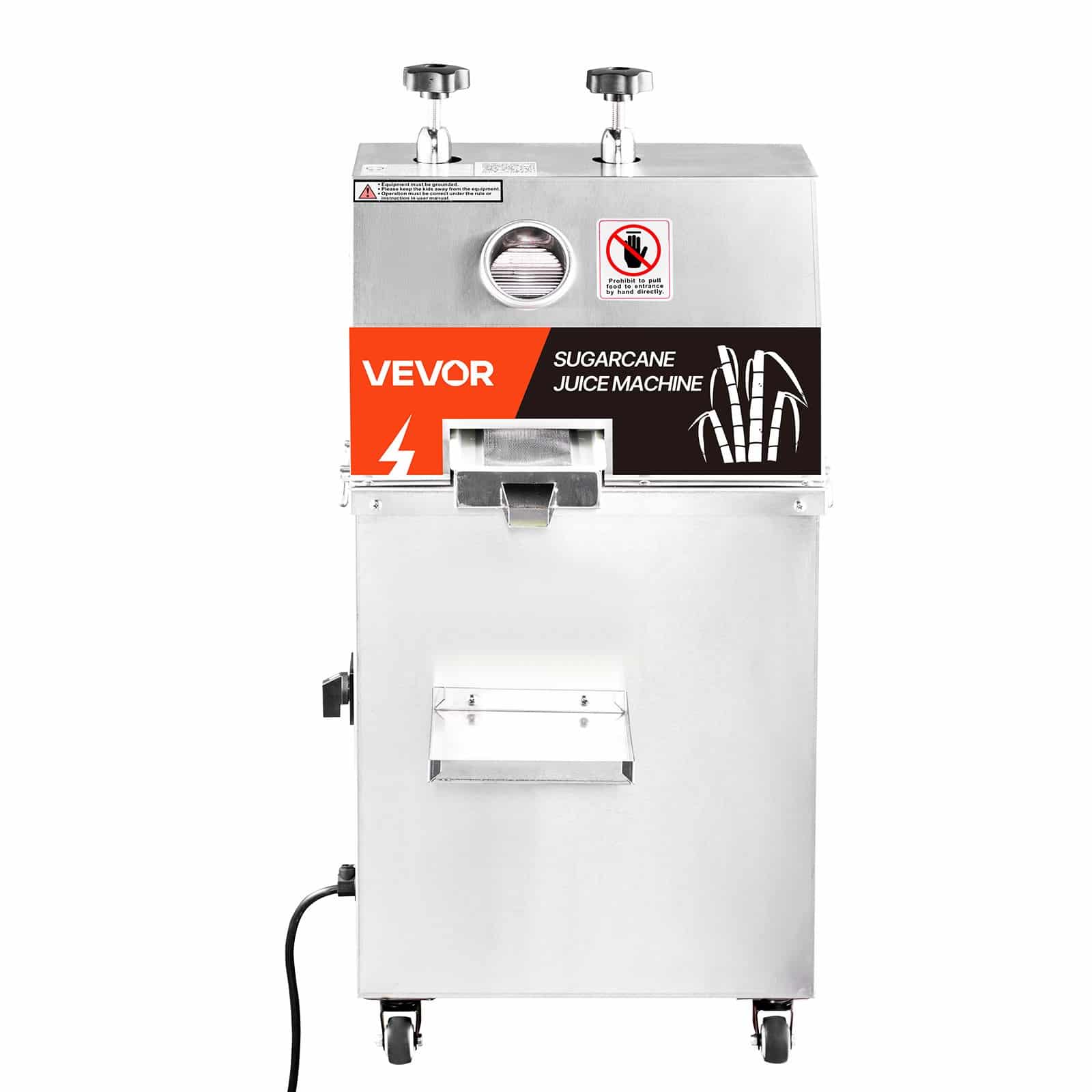 VEVOR 750W Electric Sugarcane Juicer with 3 Stainless Steel Rollers, 300kg/h Output, Mobile Juice Press for Home & Commercial - Pilt 9