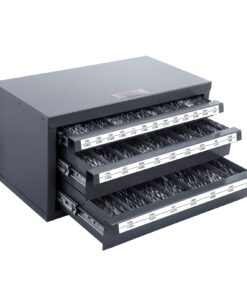 VEVOR металлический шкаф-органайзер для сверл, 3 ящика, 1.59–12.7 мм, с этикетками, штабелируемый, 29 отсеков