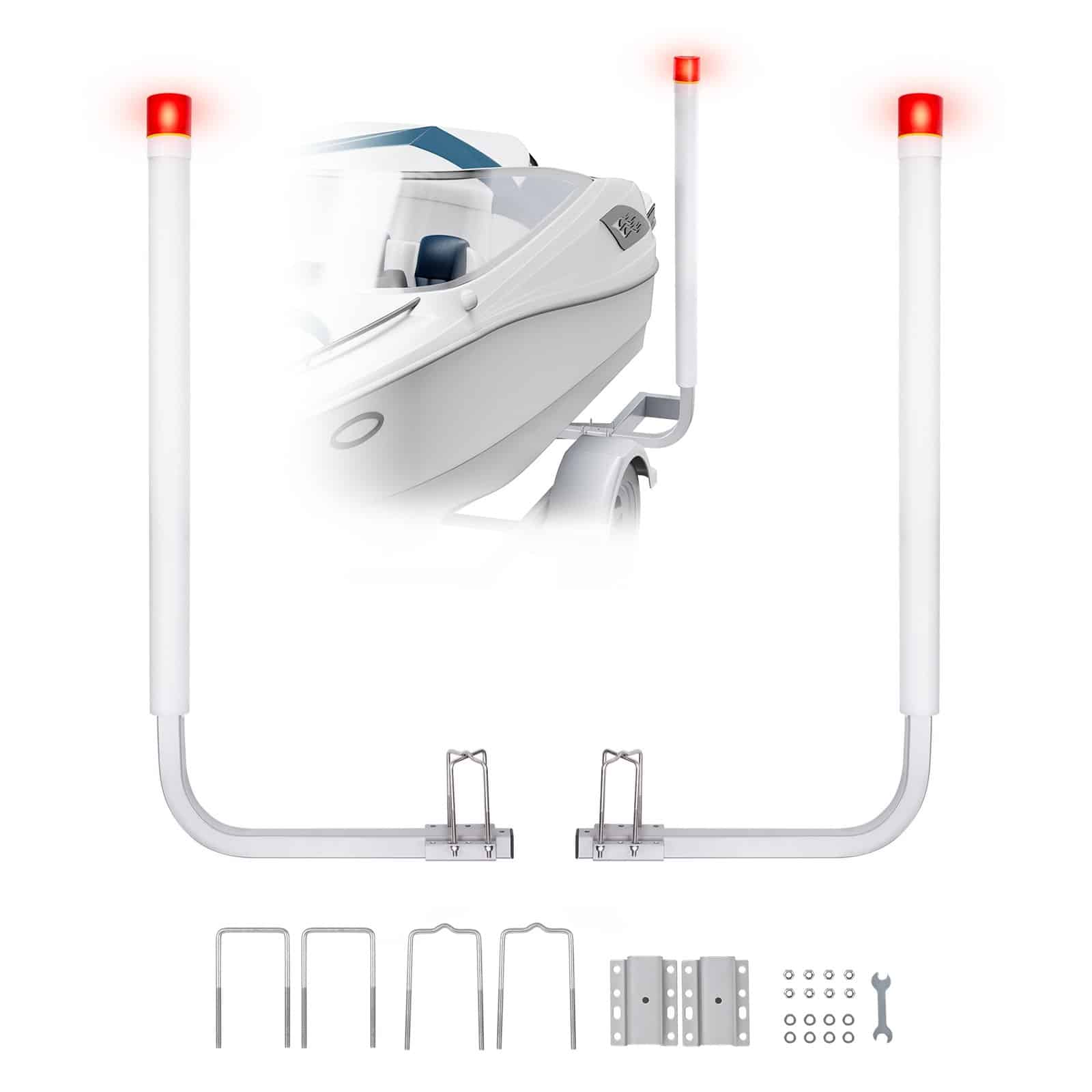 VEVOR 1016mm Boat Trailer Guide Poles with LED Lights, 2PCS Steel Guide-Ons with PVC for Jet Ski, Fishing & Sailboat Trailers