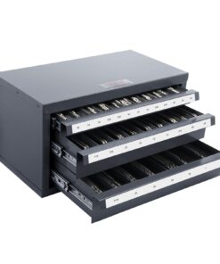 VEVOR металлический органайзер для фрез, 3 ящика, 29 отсеков для фрез 3.2–25.4мм, штабелируемый с маркировкой