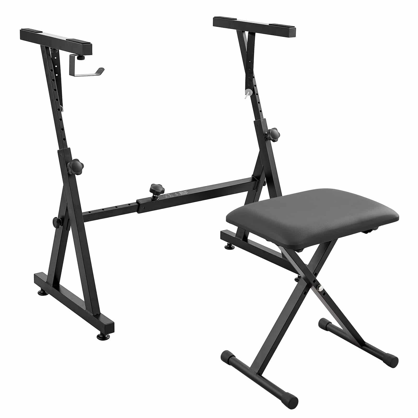 VEVOR Z-Style Keyboard Stand and Bench Set, Adjustable Height & Width, 113 kg Capacity, Fits 54-88 Key Digital Pianos