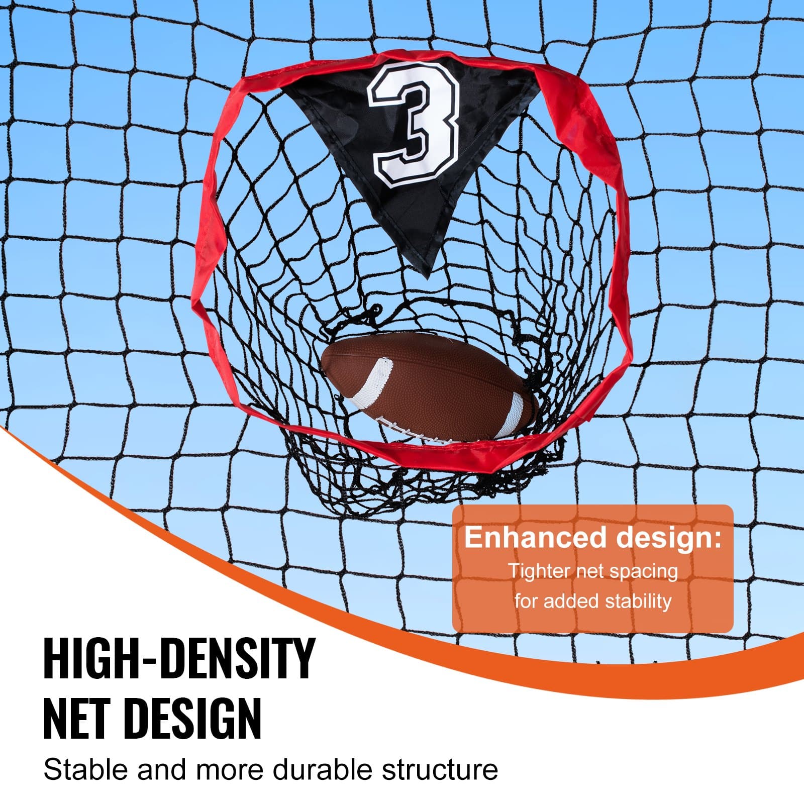 VEVOR 2.13 x 2.13 m Football Throwing Net with 5 Targets, Durable Knotless Mesh, Bow Frame & Carry Bag - Red - Image 5