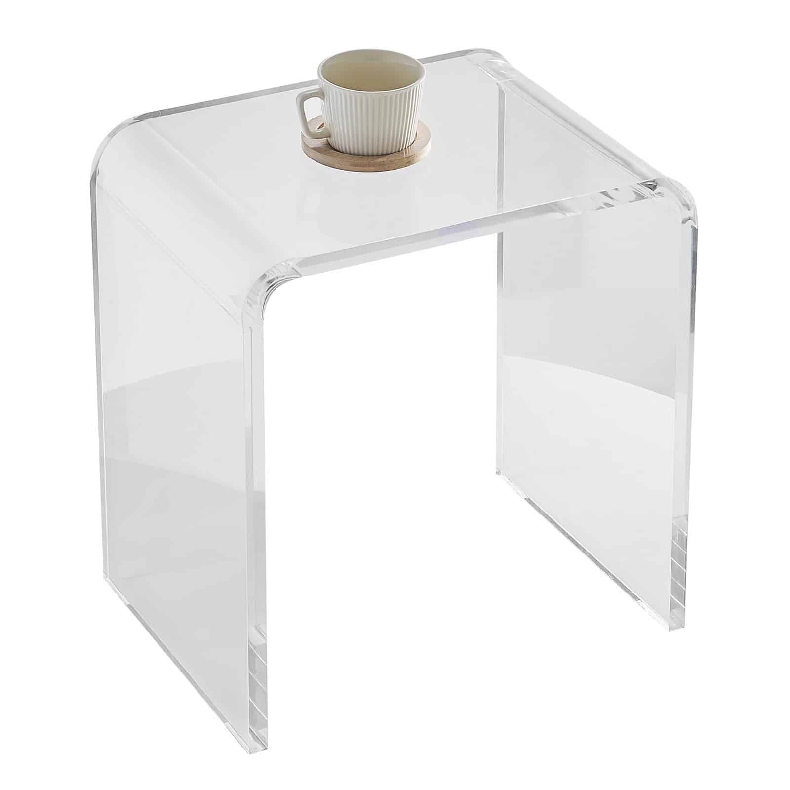 VEVOR Clear Acrylic C-Shaped End Table 415x305x460 mm – Modern Lucite Side Table for Living Room, Bedroom, or Study