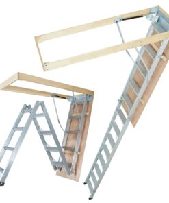 Складная чердачная лестница VEVOR, алюминиевая, 158.8 кг, 57.15x160 см, для потолков 2.9–3.7 м, гидравлический спуск, утепленная дверь