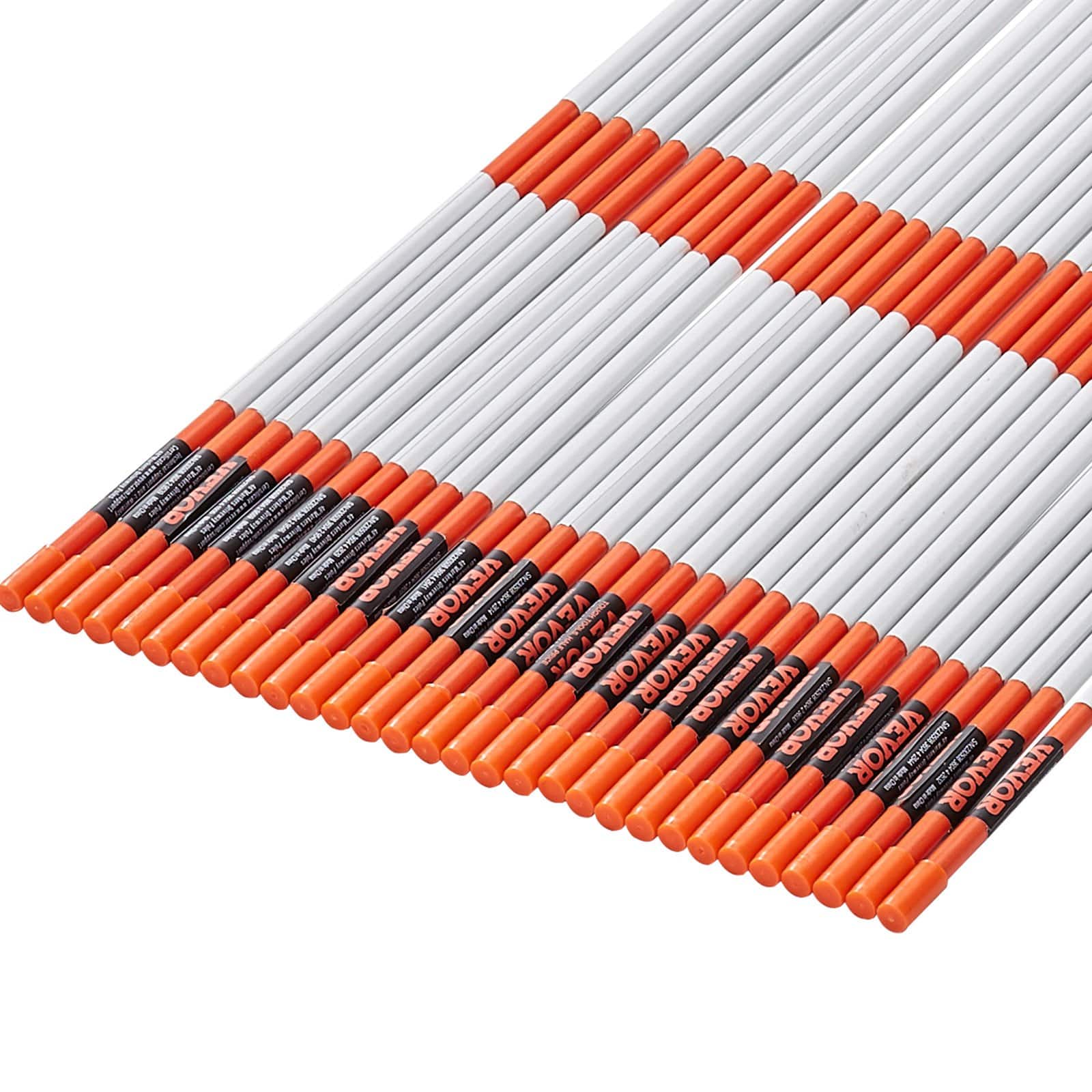 VEVOR 30PCS 122 cm Orange Fiberglass Driveway Markers with Reflective Tape, Drill Bit & Gloves for Snow & Parking Visibility