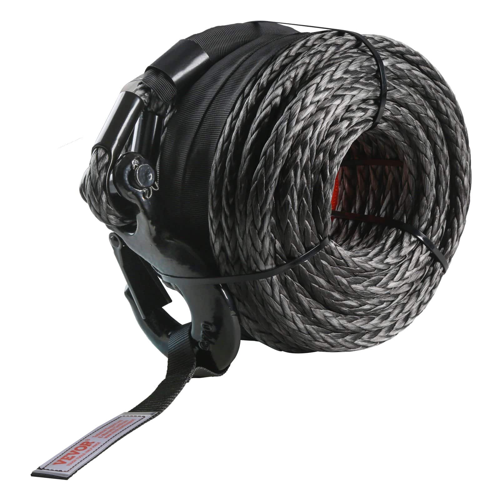VEVOR 12.7mm x 28m Synthetic Winch Rope 14,515kg with Hook, Strap & Sleeves for SUV, Truck, Off-Road Vehicle