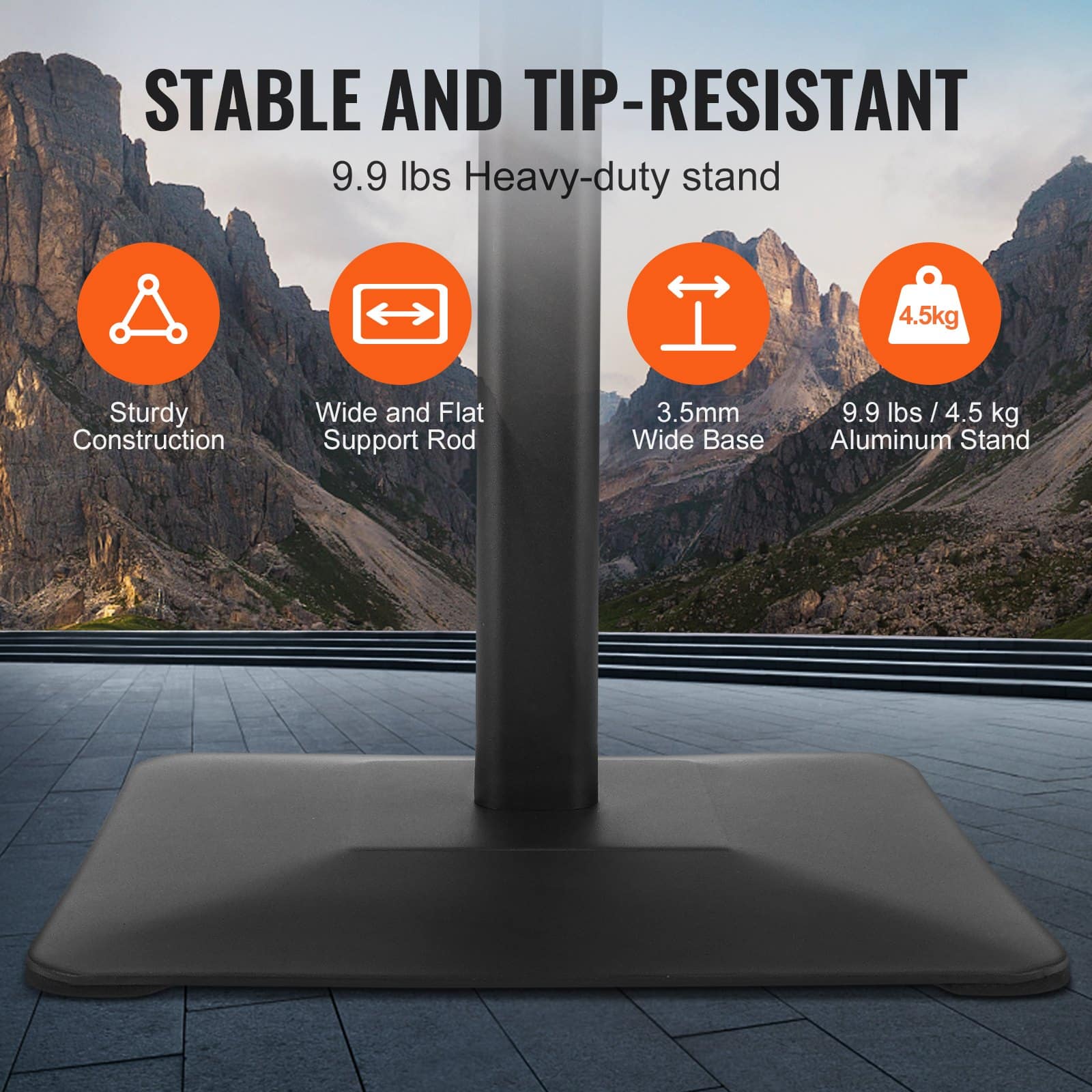 VEVOR Adjustable Pedestal Sign Holder 28x43cm, Metal Base, Vertical/Horizontal Display, Black Poster Stand for Indoor/Outdoor Use - Зображення 4