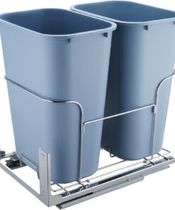 мусорный бак VEVOR 70L с двойным выдвижным вытяжным механизмом и набором для крепления с направляющими и дверями мягкого закрытия, сверхмощный контейнер для отходов под шкафом