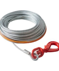 VEVOR 9.5 mm x 15.2 m Galvanized Steel Winch Cable with Swivel Hook, 67.6 kN Strength, Heavy-Duty Towing Rope for SUV & Truck