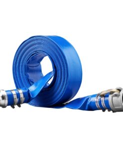 VEVOR 51 mm x 15.24 m Heavy-Duty PVC Pool Backwash Hose with Camlock Fittings & Clamps, for Pumps & Filters, Blue