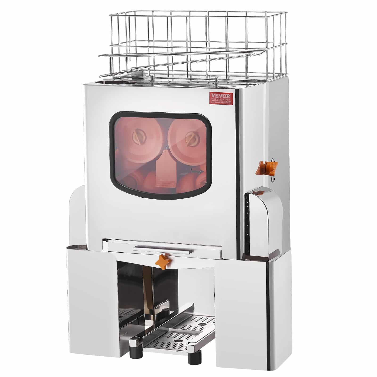 VEVOR 120W Commercial Orange Juicer, Stainless Steel Automatic Juice Extractor, 20 Oranges/Min, Pull-Out Filter, Dual Peel Bins – Paveikslėlis 10