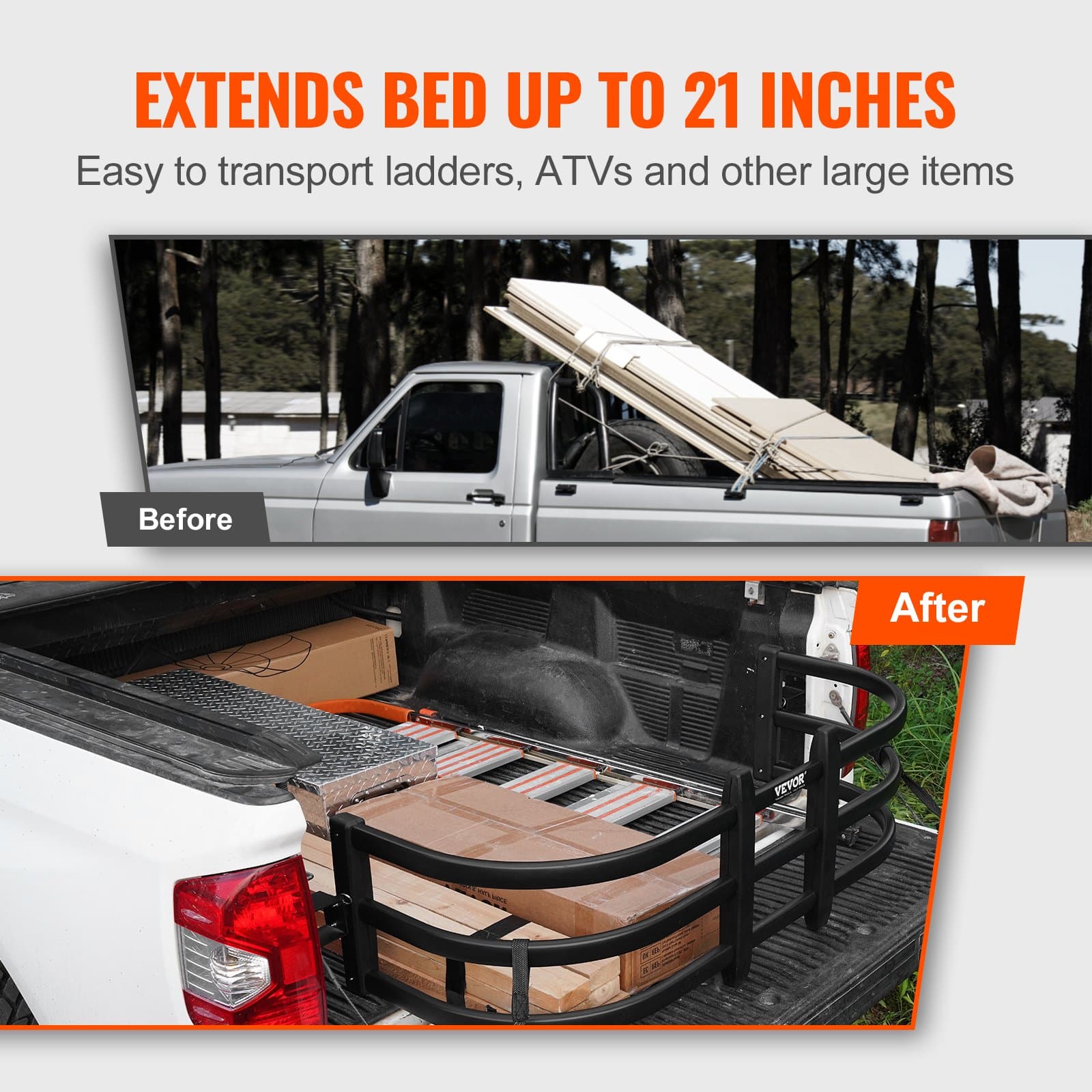VEVOR Retractable Aluminum Truck Bed Extender 141–173 cm, Fits Ford, Ram, Toyota, Nissan, Chevy, GMC Pickups — изображение 3