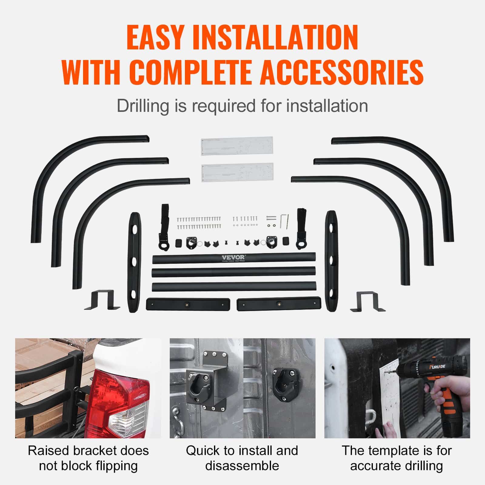 VEVOR Retractable Aluminum Truck Bed Extender 141–173 cm, Fits Ford, Ram, Toyota, Nissan, Chevy, GMC Pickups — изображение 6