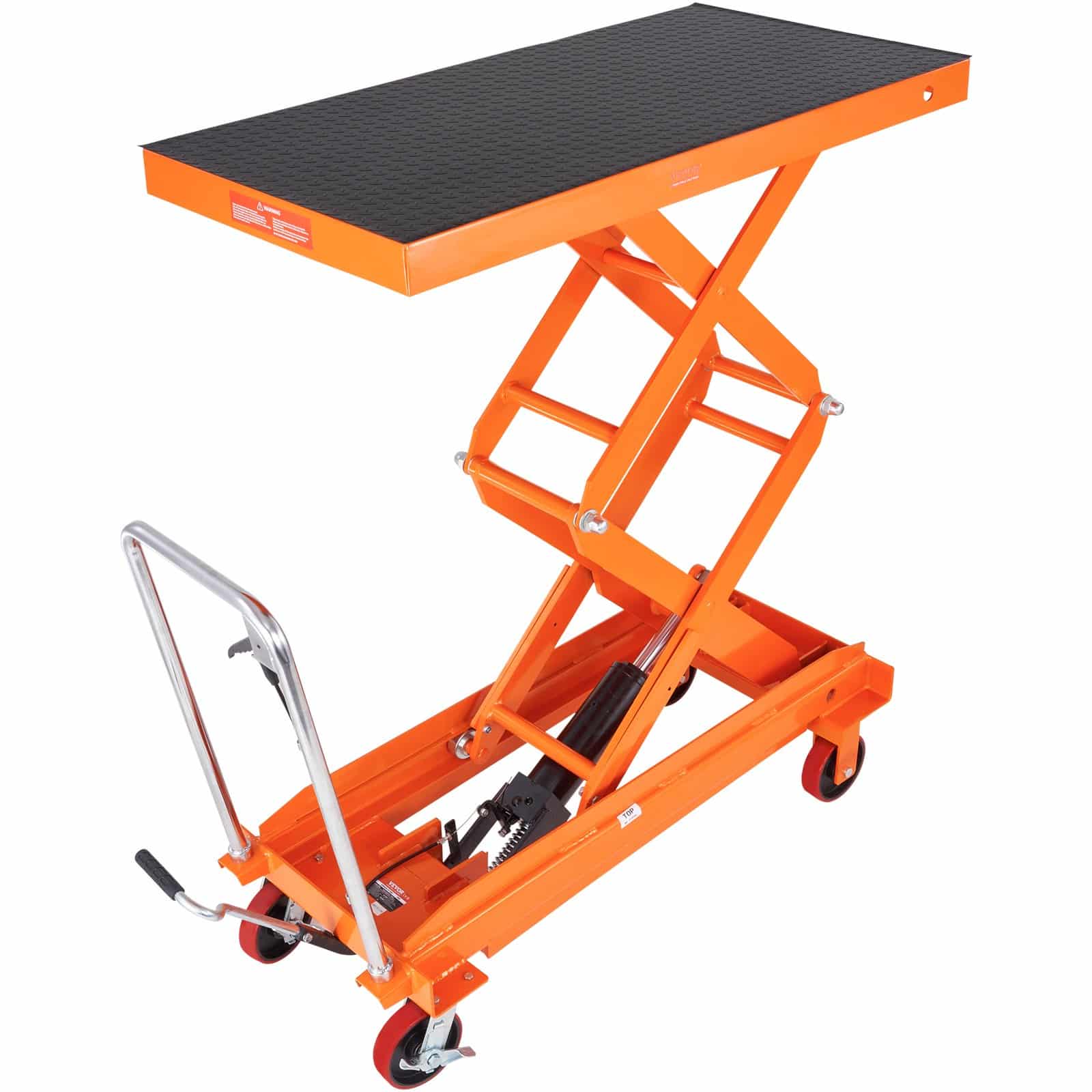 VEVOR Manual Hydraulic Scissor Lift Table Cart, 789 kg Capacity, 150 cm Lift Height, Non-slip Pad, 4 Wheels - Image 10