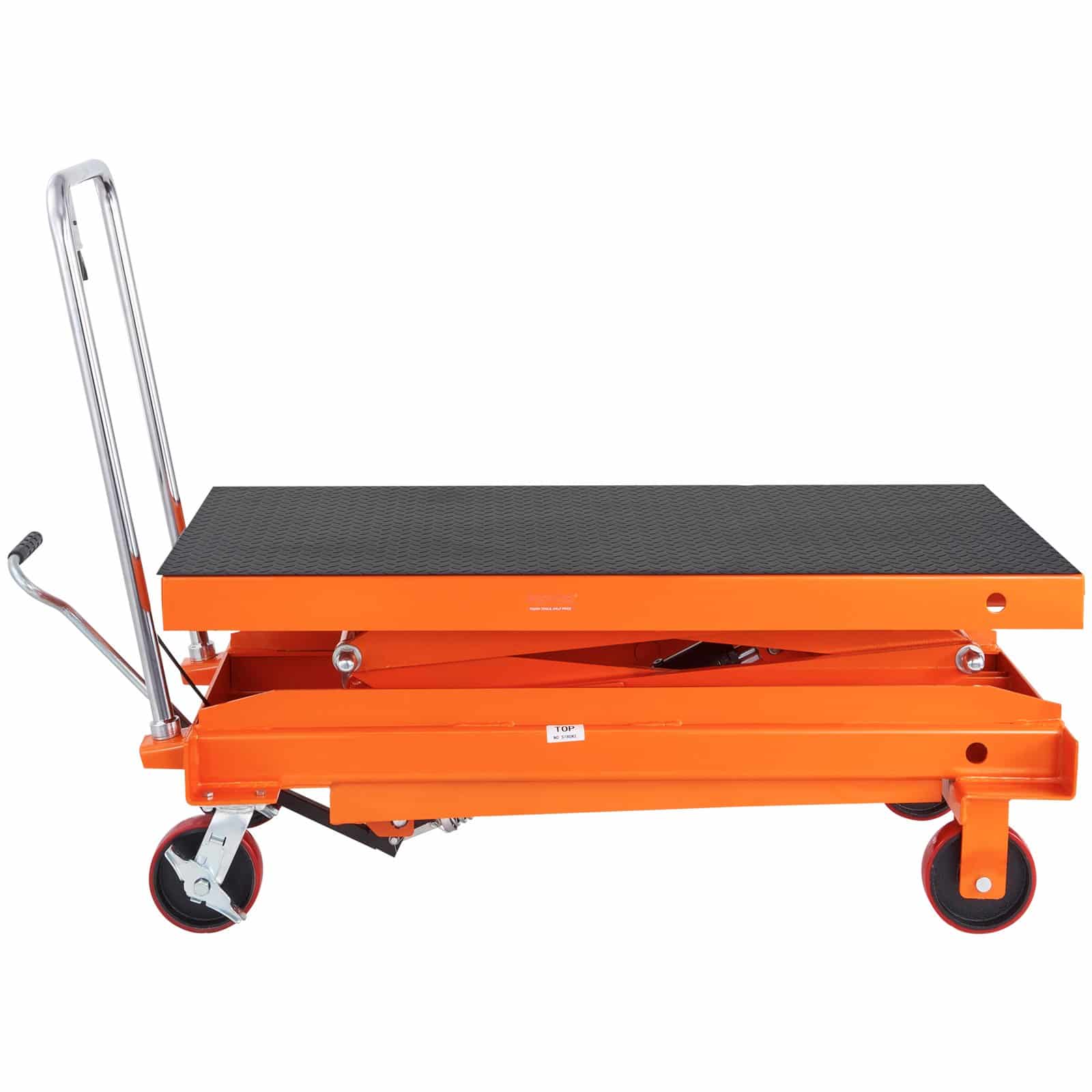 VEVOR Manual Hydraulic Scissor Lift Table Cart, 789 kg Capacity, 150 cm Lift Height, Non-slip Pad, 4 Wheels - Image 11