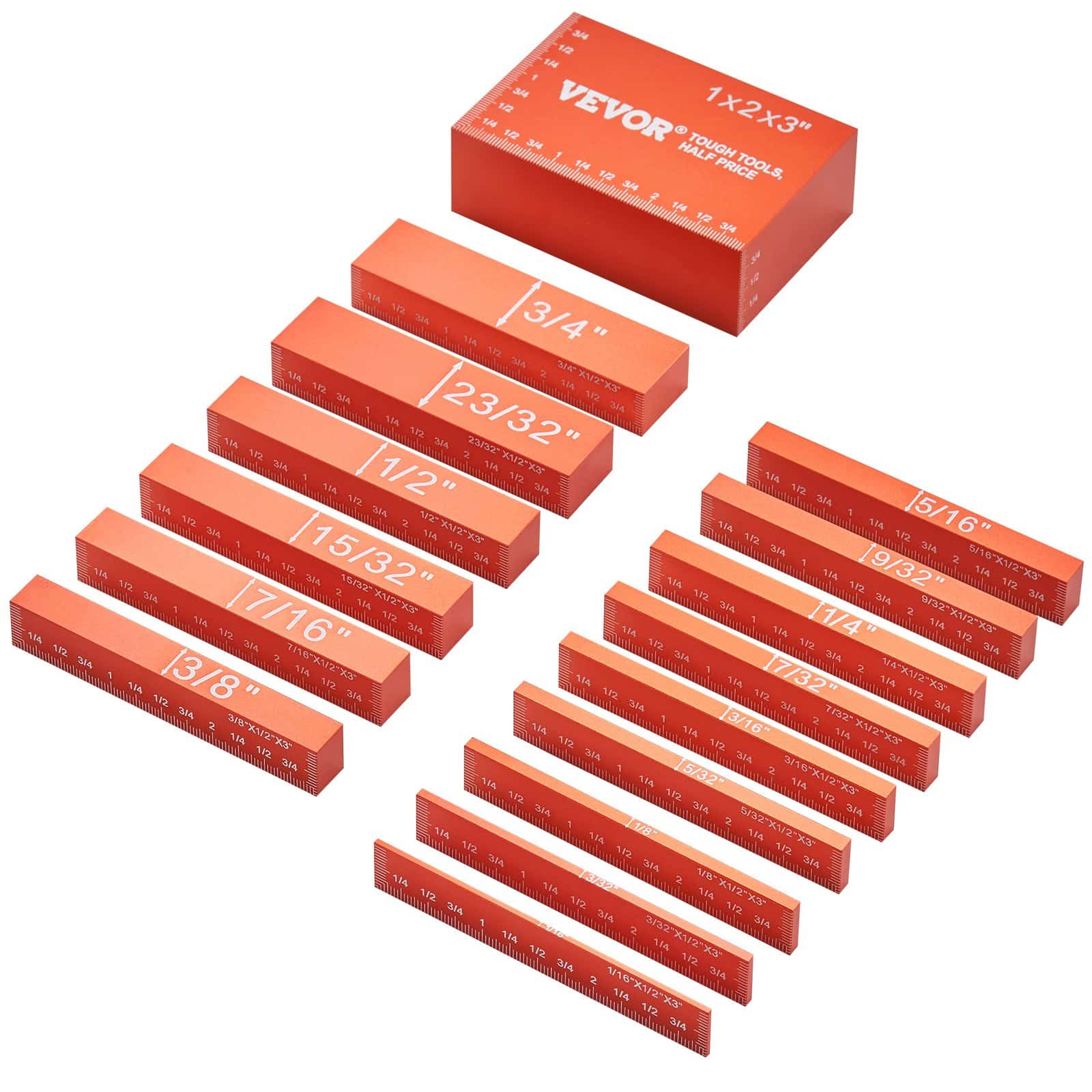 VEVOR 16-Piece Precision Aluminum Setup Blocks for Woodworking, Metric Height Gauge Set with Laser Markings & Storage Case - Image 10