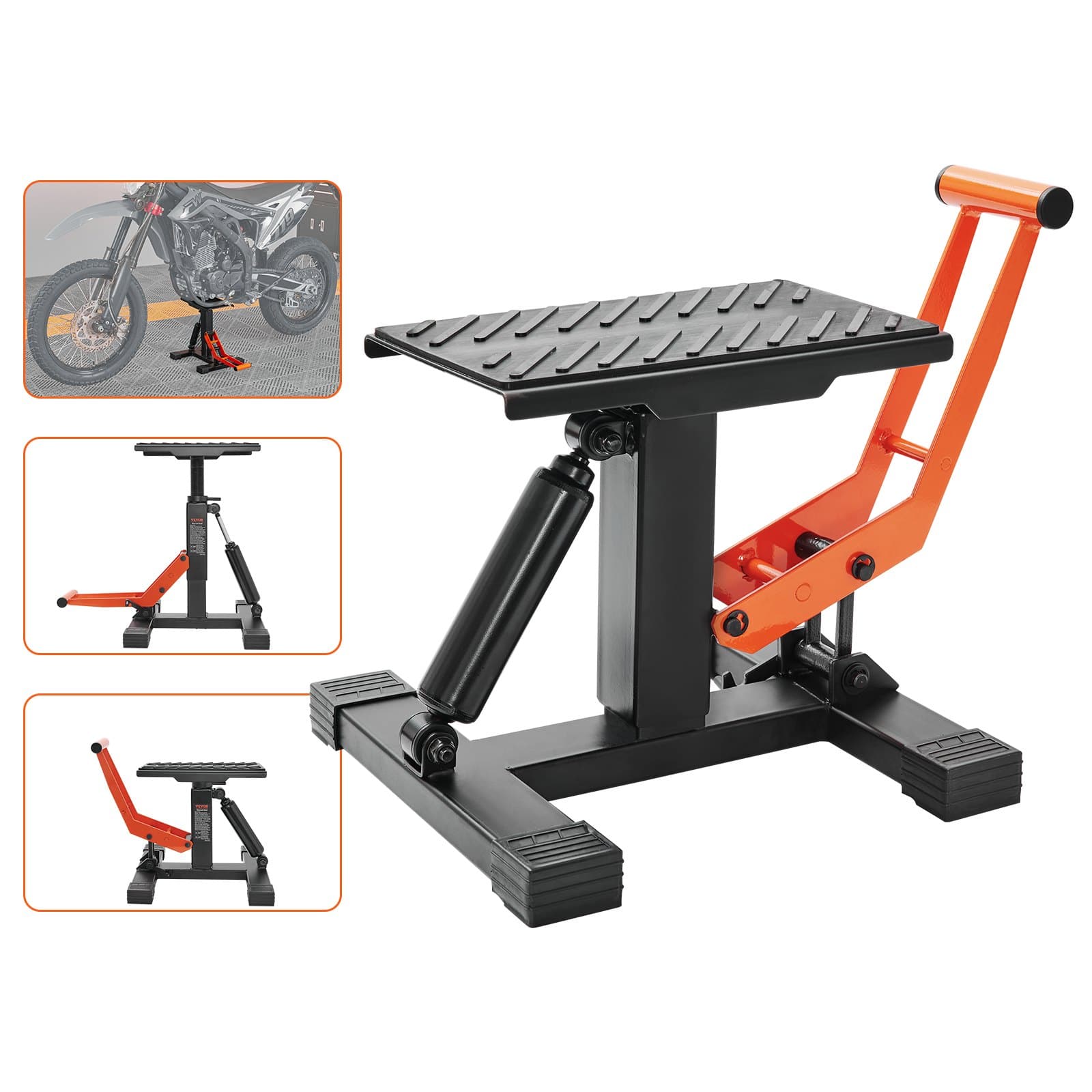 VEVOR Hydraulic Dirt Bike Lift Stand, Adjustable Motorcycle Jack 200 kg Capacity, 255–460 mm Height for Maintenance & Repair