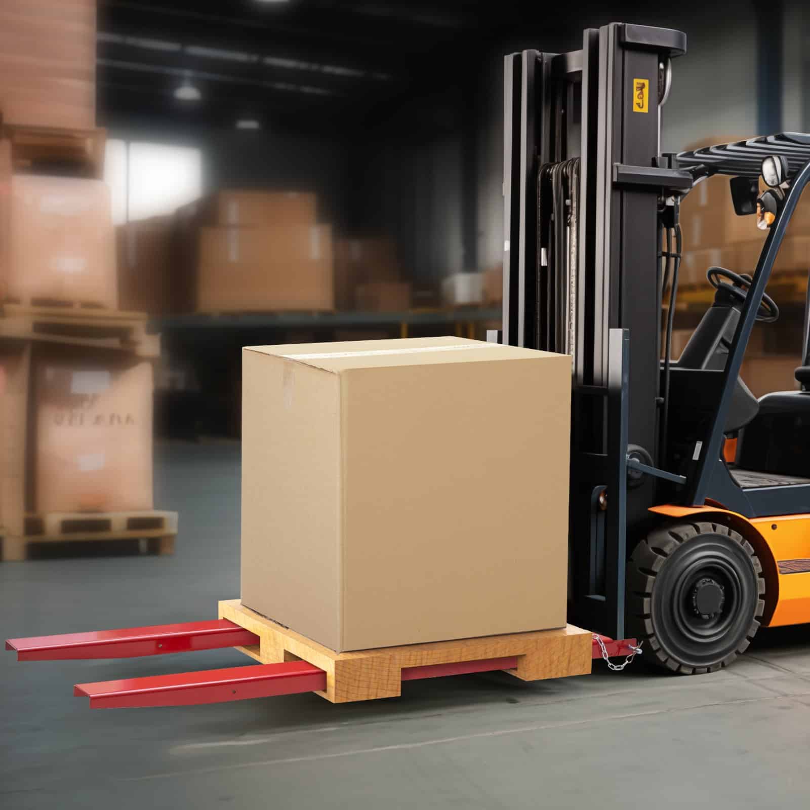 VEVOR Heavy-Duty Forklift Extensions 2090 mm, Carbon Steel, 125 mm Wide, 1 Pair with Pins, Red Fork Attachments - Pilt 8
