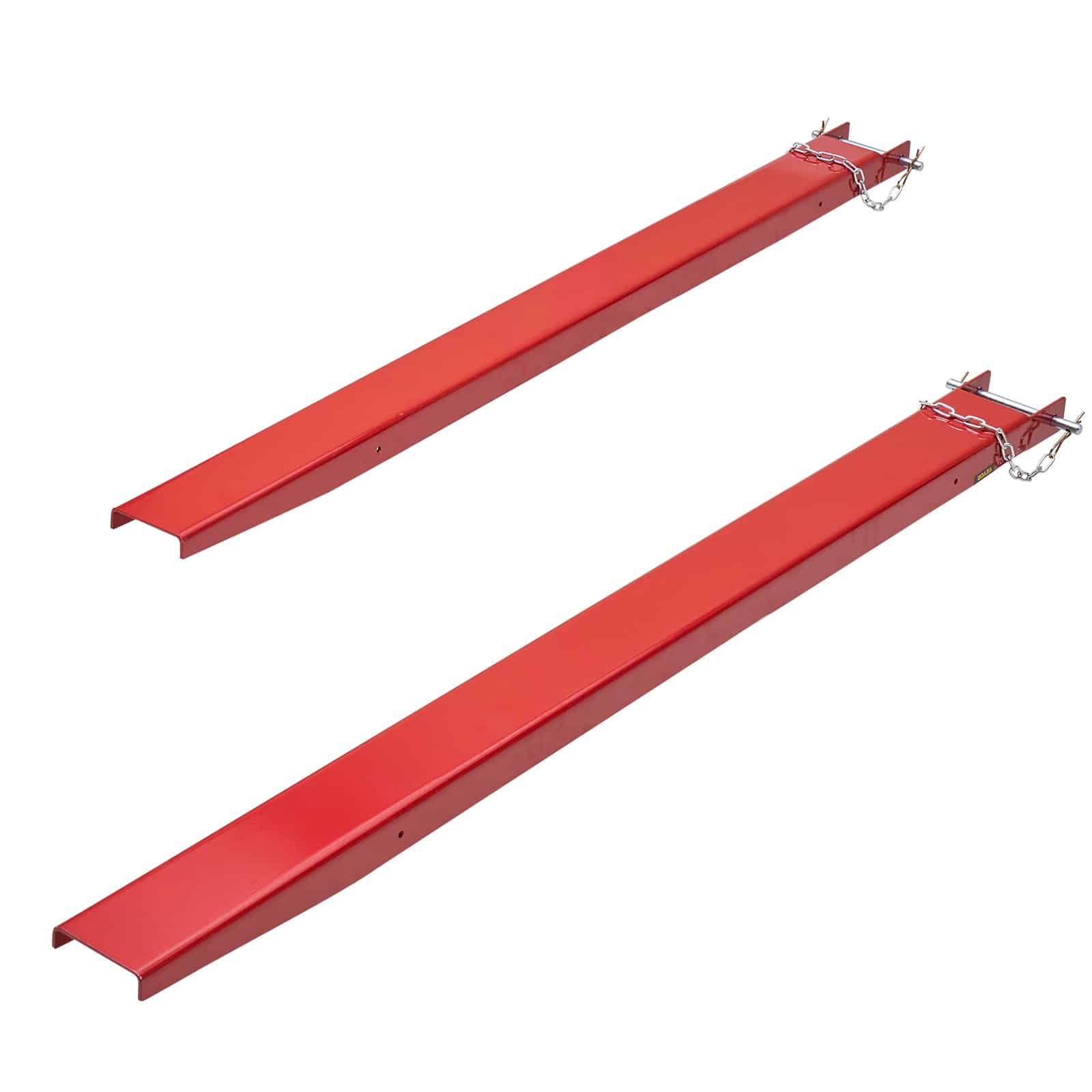 VEVOR Heavy-Duty Forklift Extensions 2090 mm, Carbon Steel, 125 mm Wide, 1 Pair with Pins, Red Fork Attachments - Pilt 10