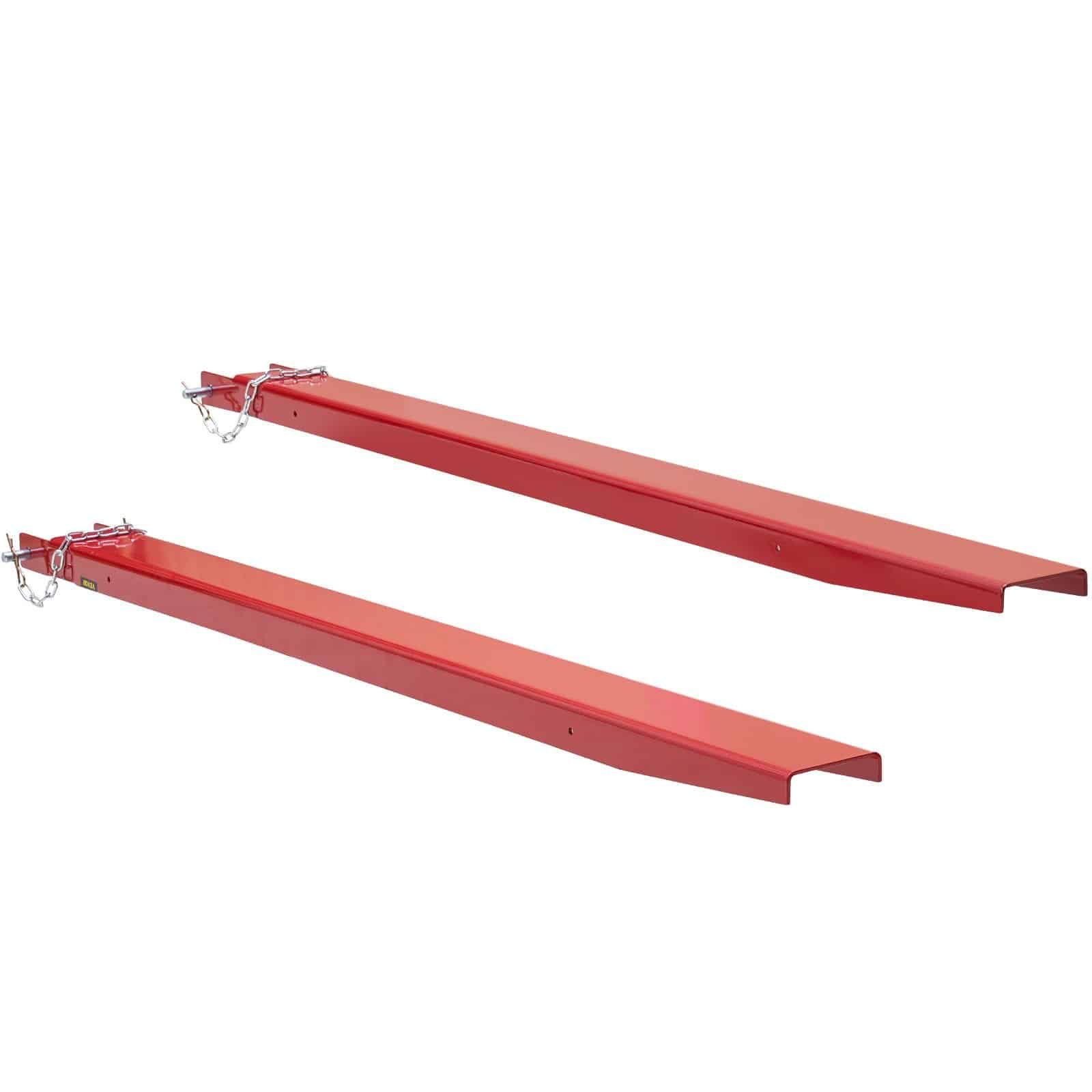 VEVOR Heavy-Duty Forklift Extensions 2090 mm, Carbon Steel, 125 mm Wide, 1 Pair with Pins, Red Fork Attachments - Pilt 11
