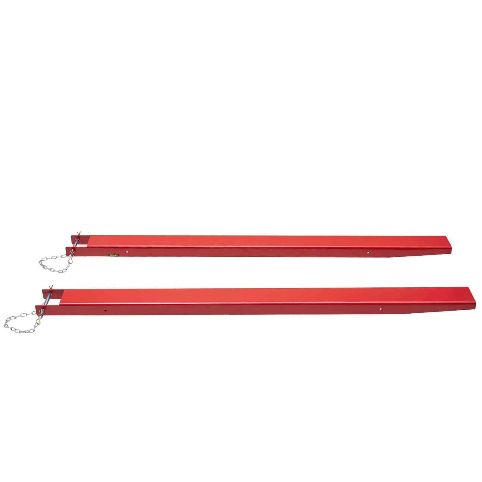 VEVOR Heavy-Duty Forklift Extensions 2090 mm, Carbon Steel, 125 mm Wide, 1 Pair with Pins, Red Fork Attachments - Pilt 9