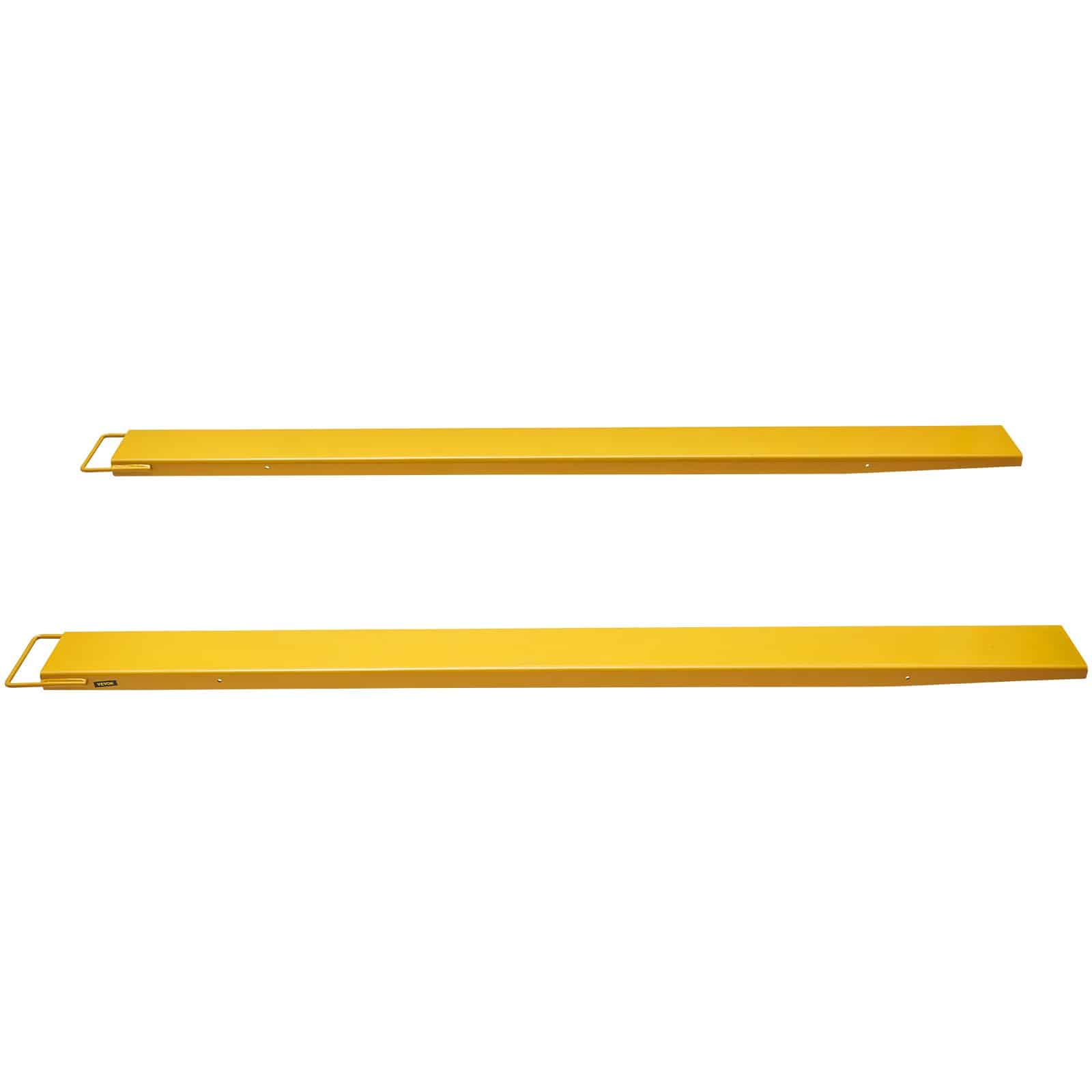 VEVOR 244 cm Heavy Duty Forklift Pallet Fork Extensions, Carbon Steel, Fits 15 cm Forks, 1 Pair, Yellow - Pilt 9