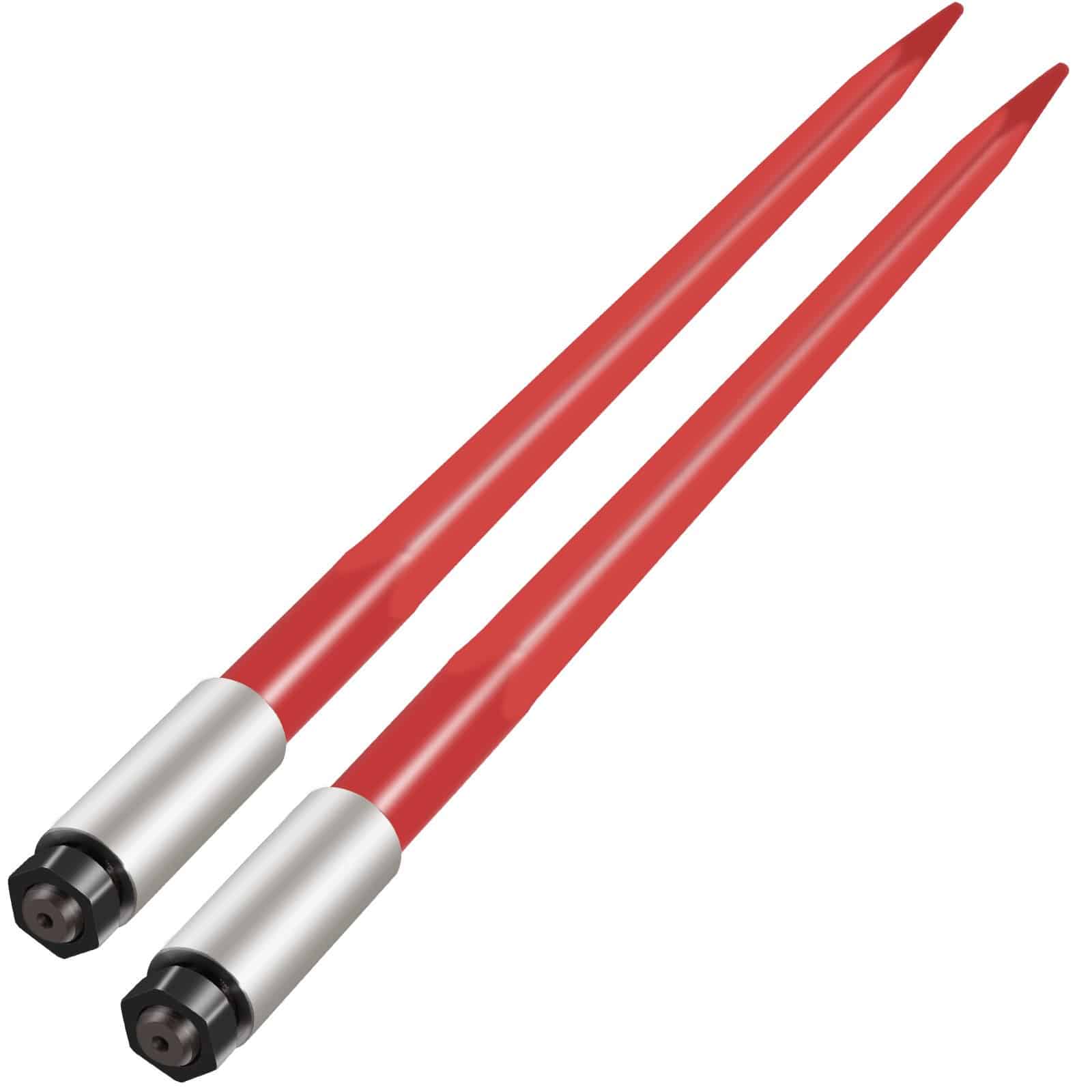 VEVOR 2 PCS 99 cm Hay Bale Spears, 1360 kg Capacity, Quick Attach Spike Forks for Tractors & Loaders, Red Coated Spring Steel