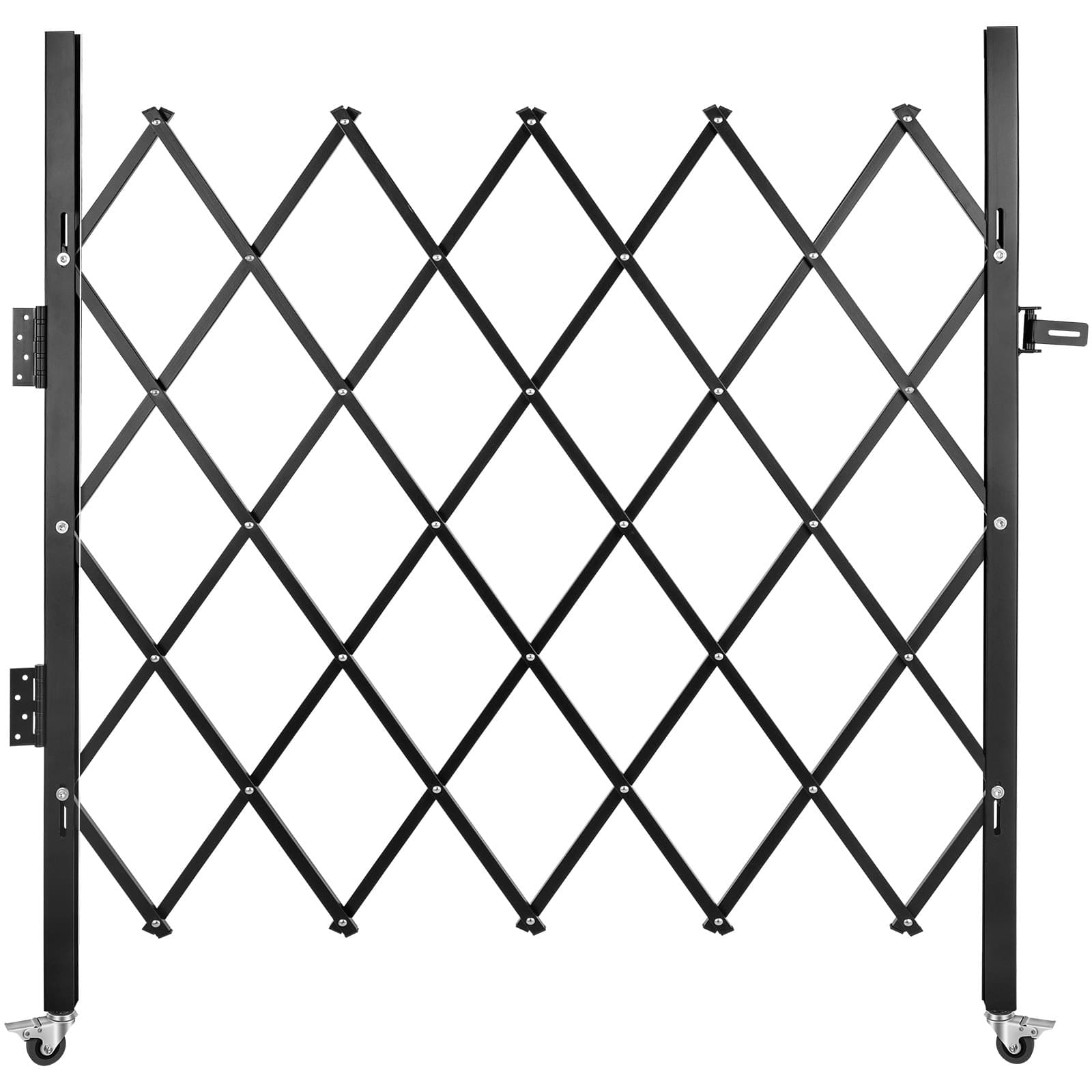 VEVOR 170×124 cm Steel Folding Security Gate with Lock, Rolling Casters, Expandable Accordion Door for Home & Industrial Use