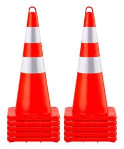 VEVOR 10PCS 71cm PVC Traffic Safety Cones with Reflective Collars & Weighted Base for Road Control & Parking