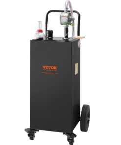 VEVOR 132L degvielas tvertne ar rokas sūkni, tērauda benzīna/dīzeļa konteiners uz riteņiem automašīnām, zāles pļāvējiem, laivām - melns