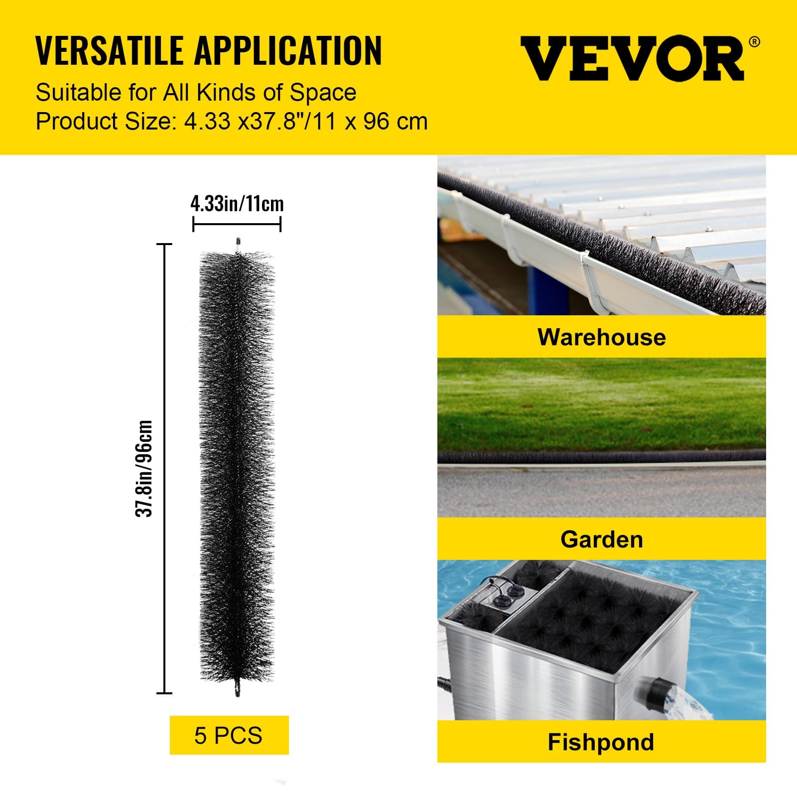VEVOR 4.33 cm Gutter Guard Brush Set, 4.6 m Total, Fits 12.7 cm Gutters, Galvanized Steel Wire, DIY Leaf & Debris Protection - Зображення 7