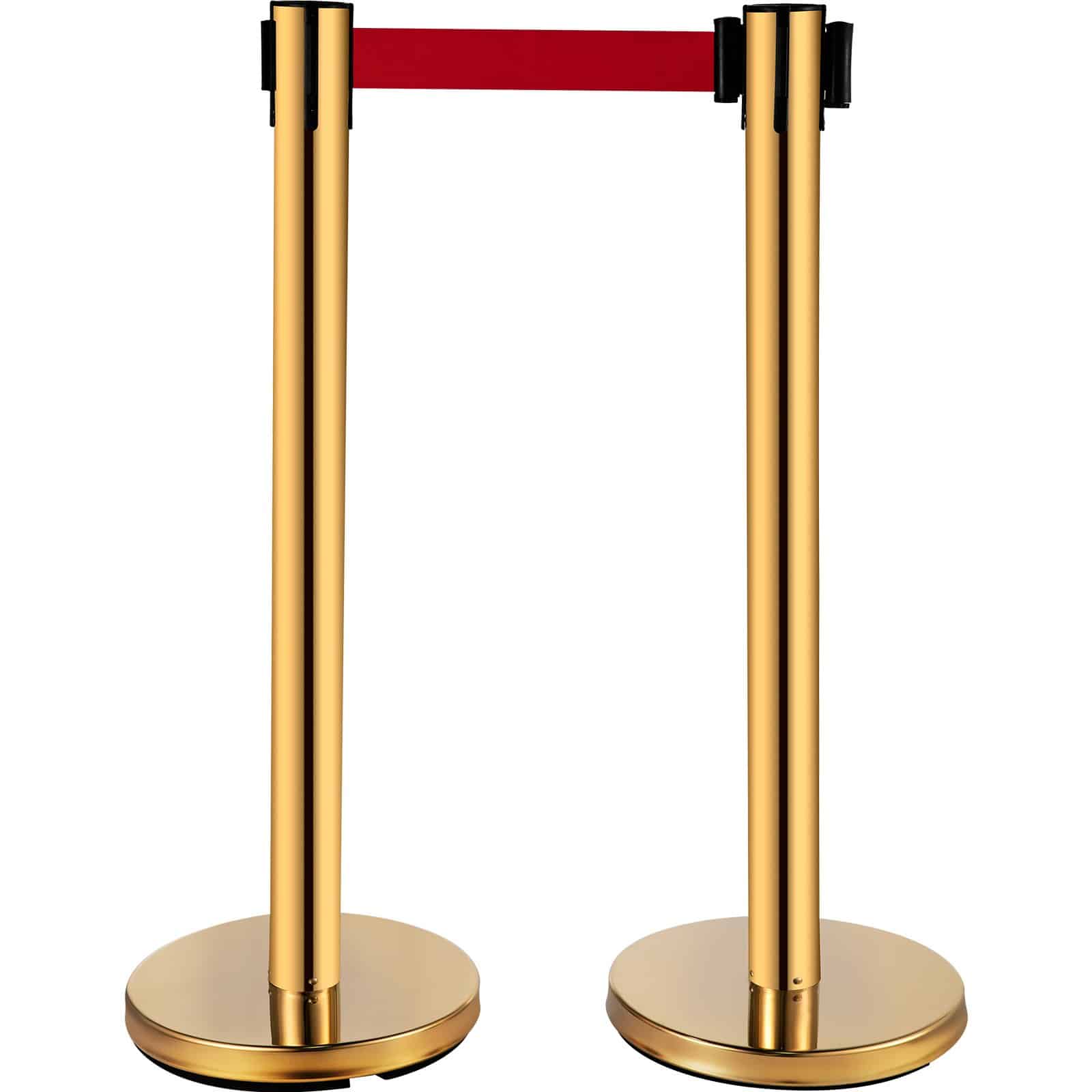 VEVOR 6 Crowd Control Stanchions with 2m Red Belts, Sign Holder, Gold Stainless Steel, 90cm Height, Queue Barriers Set — изображение 11