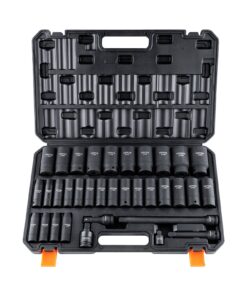 VEVOR 34-Piece 1/2" Drive Deep Impact Socket Set (8–36mm) Cr-Mo Steel, 6-Point, for Auto Repair with Storage Case