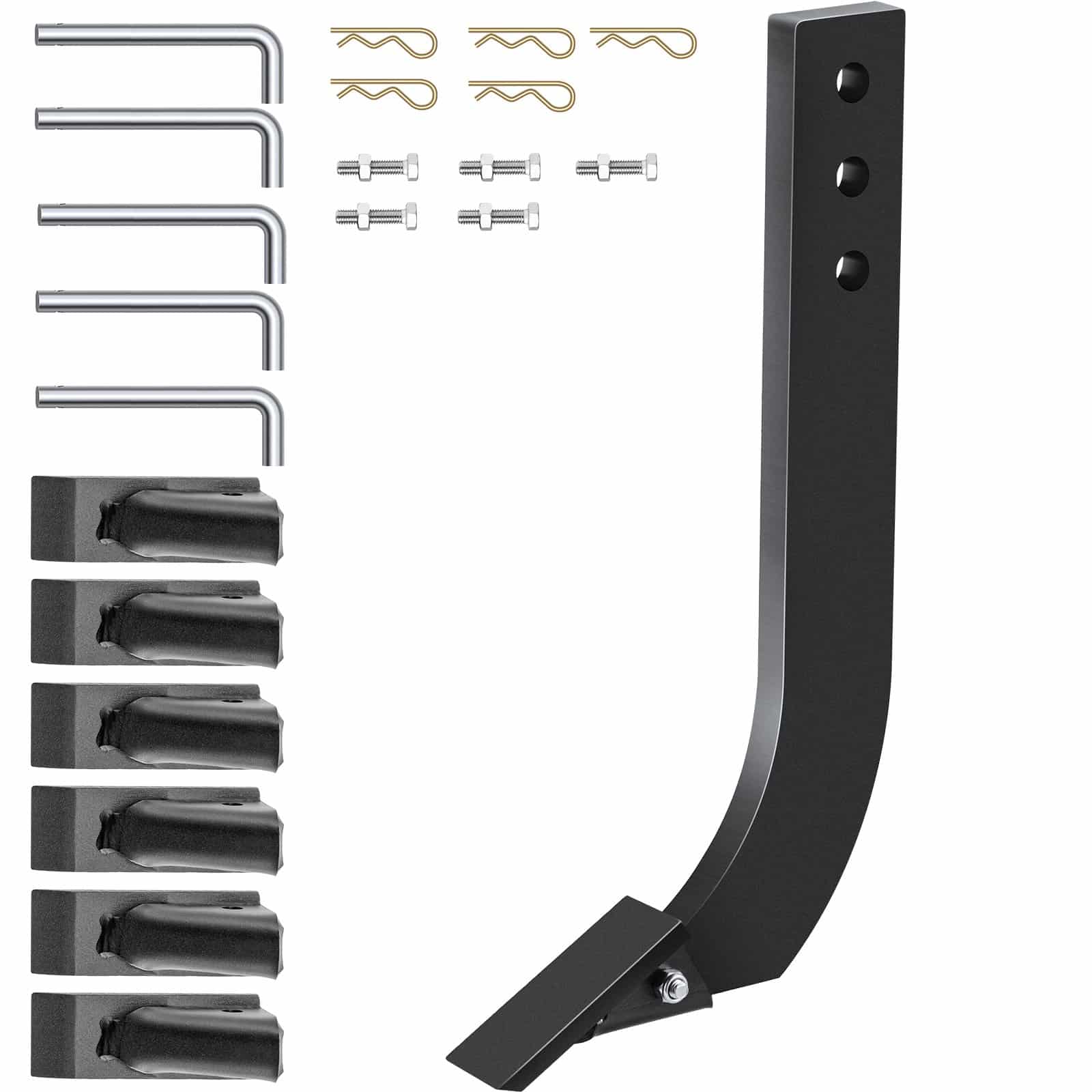 VEVOR 5pcs 40cm Box Blade Scarifier Shank Set with Adjustable Holes, Removable Teeth & Pins for Digging, Plowing, Grading