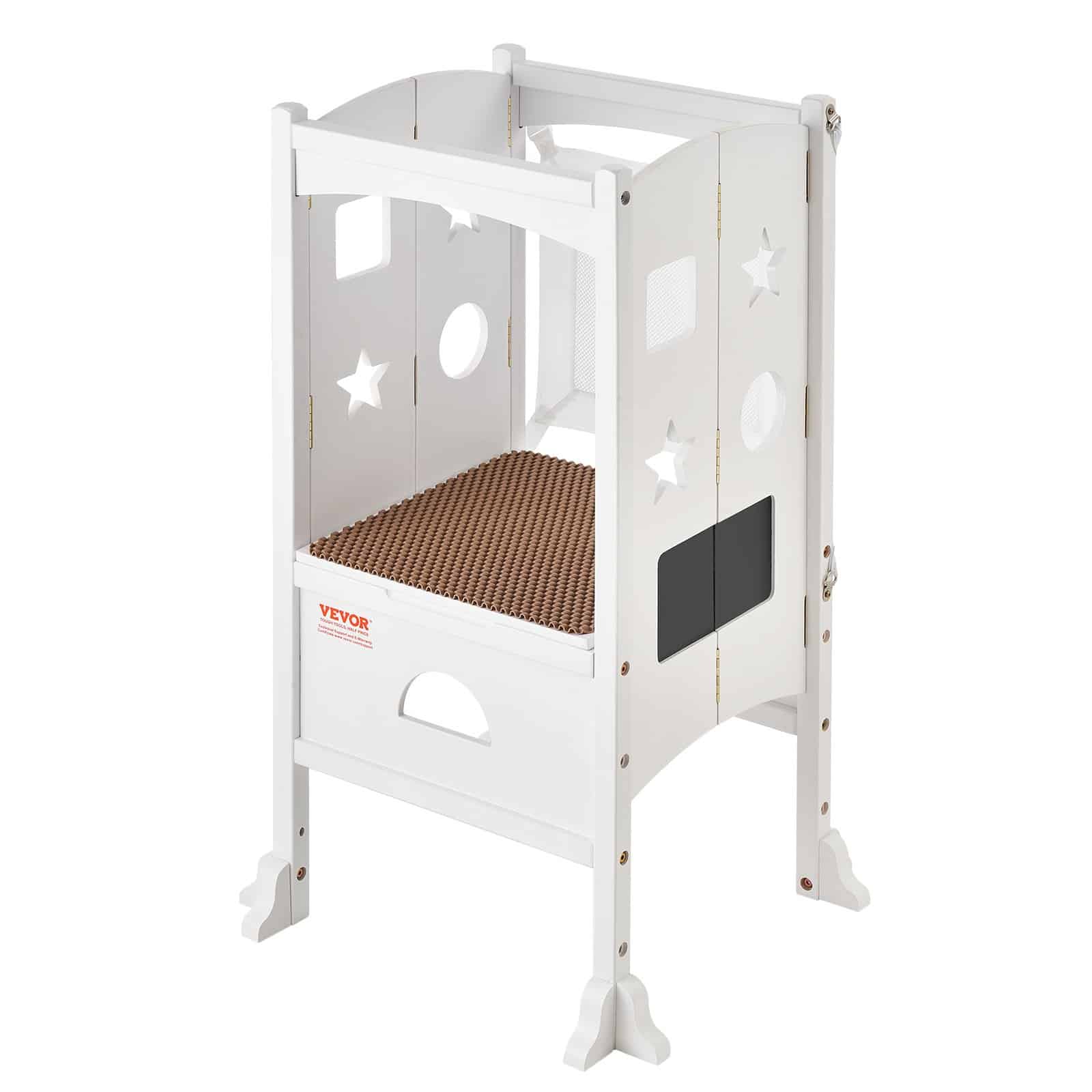 VEVOR Foldable Toddler Tower Step Stool, 3-Level Adjustable Height, 56.75 kg Load, Wooden Learning Helper, White — изображение 10