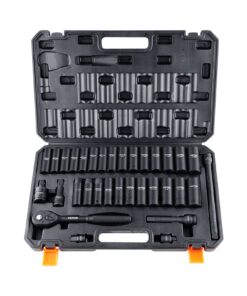 VEVOR 33-Piece 1/2" Drive Impact Socket Set, 10–24mm & 9.5–25.4mm SAE/Metric, Cr-V Steel, Storage Case Included