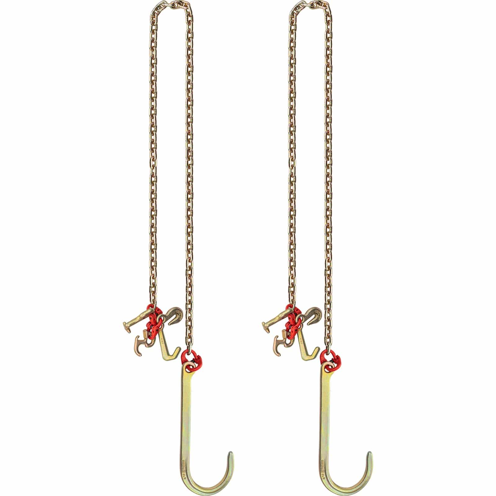 VEVOR 2PCS G80 J Hook Tow Chain 8mm x 3m, 5400 lbs Load, RTJ & Grab Hooks, Heavy Duty Transport Chain for Truck Trailer Recovery - Image 9