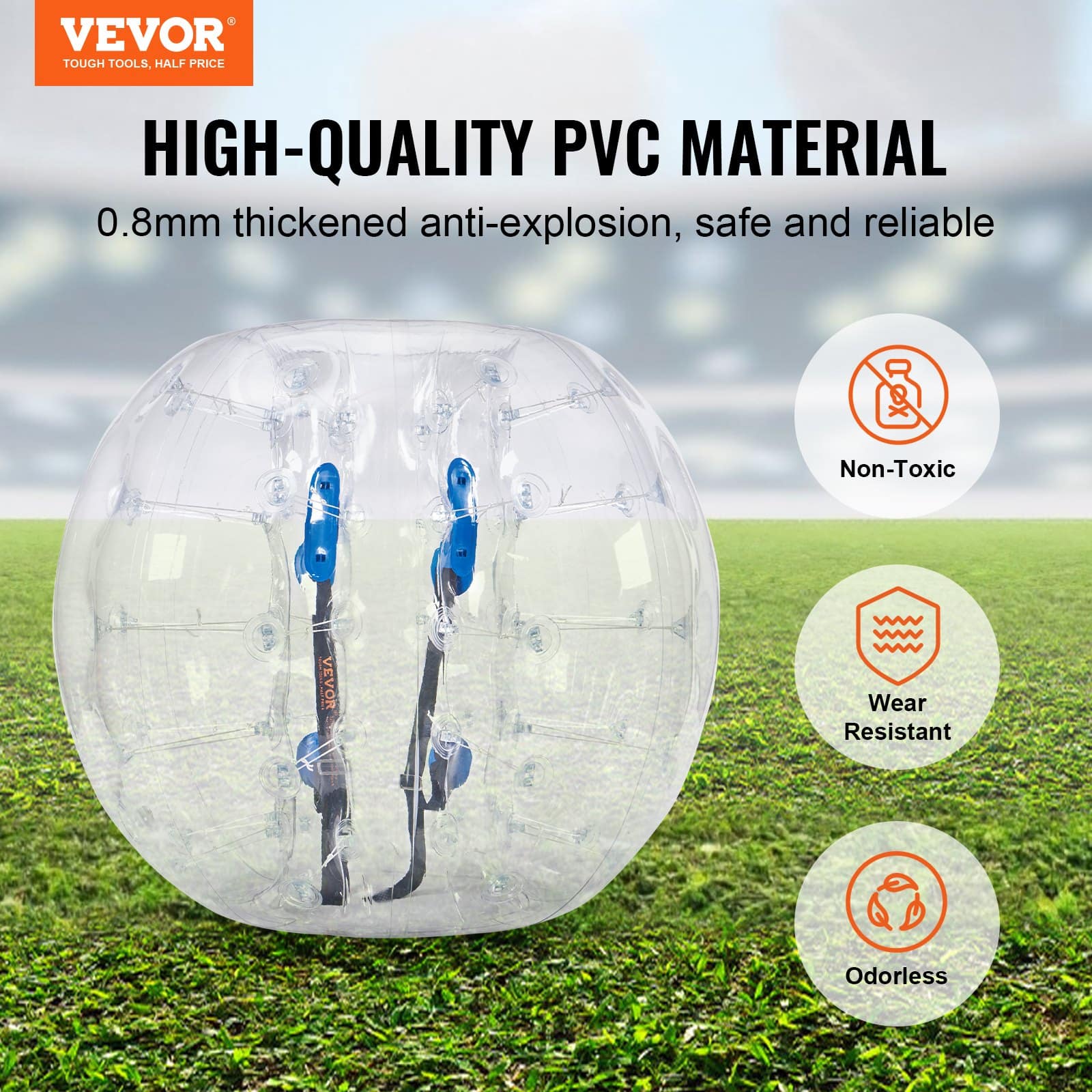 VEVOR 1.2m Inflatable Bumper Ball for Teens & Adults, 0.8mm PVC Human Zorb Ball for Outdoor Games, Park, Garden, Yard - Pilt 2