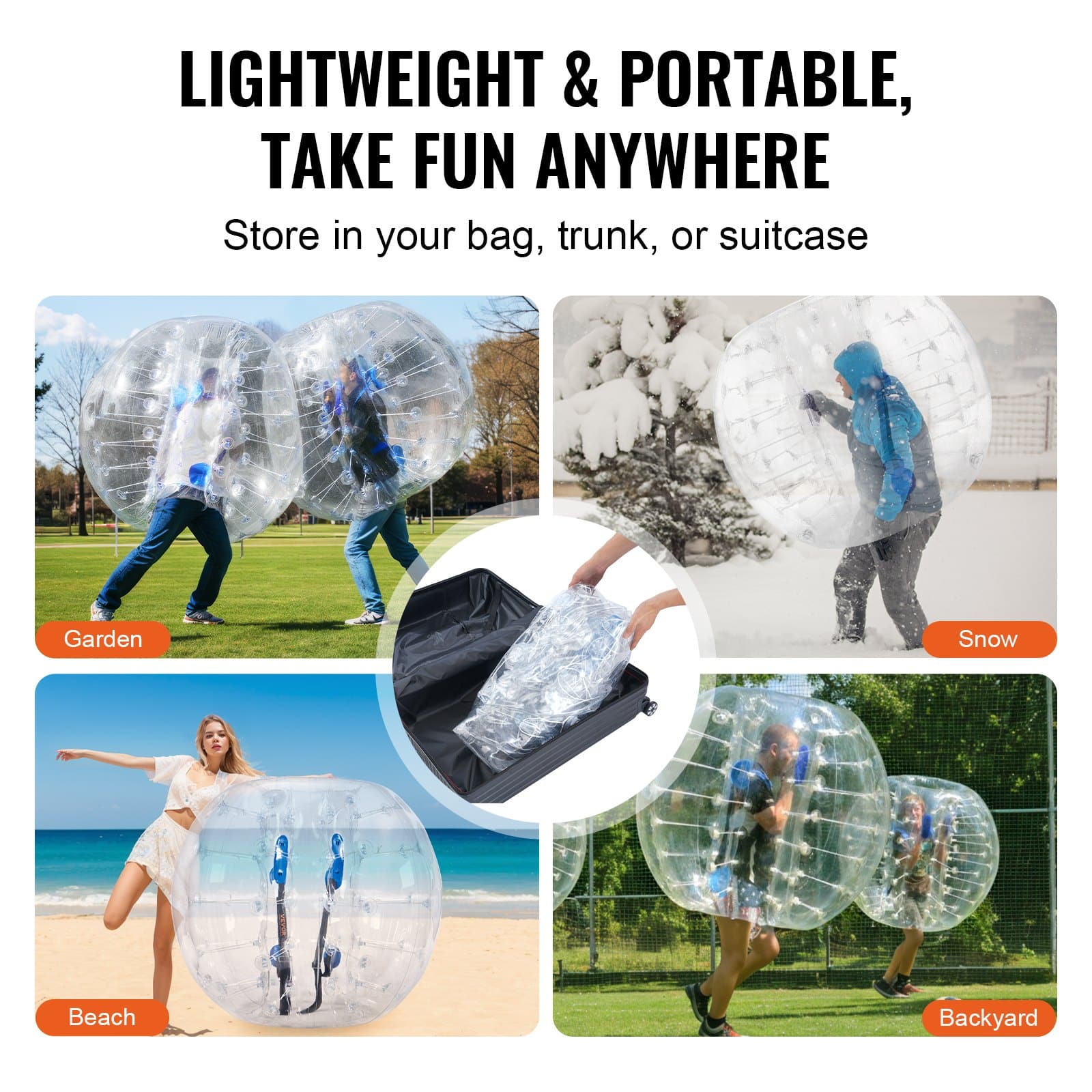 VEVOR 1.2m Inflatable Bumper Ball for Teens & Adults, 0.8mm PVC Human Zorb Ball for Outdoor Games, Park, Garden, Yard - Pilt 6