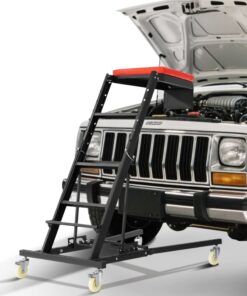 VEVOR Adjustable Automotive Top Creeper 108–165 cm, 181 kg Capacity, Padded Deck, Swivel Wheels, for Garage & Workshop