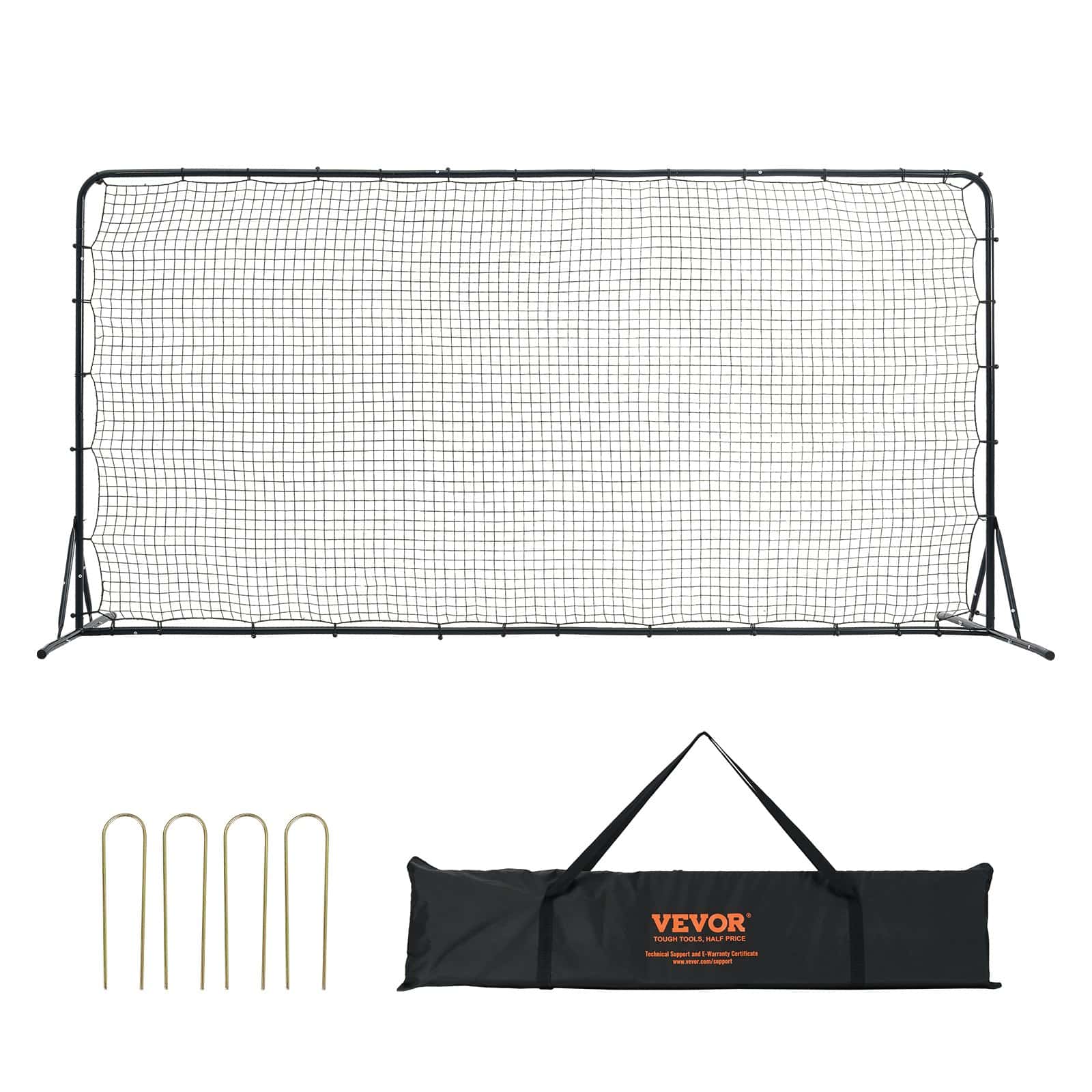 VEVOR 365x183 cm Soccer Rebounder Net – Durable Iron Frame, Portable Training Equipment for Football & Volleyball Practice