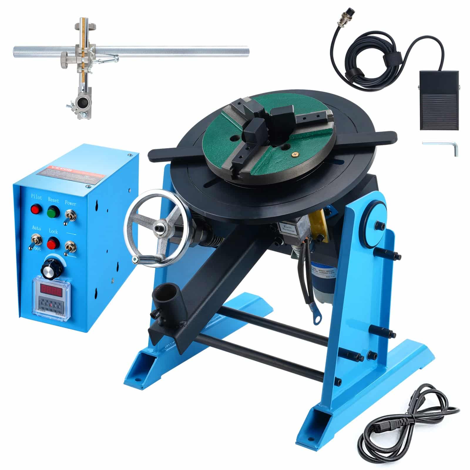 VEVOR Rotary Welding Positioner 30 kg, 0–90° Tilting Turntable 1–12 RPM 80 W with 315 mm 3-Jaw Chuck & Torch Stand