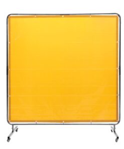 VEVOR 183x183 cm Flame-Resistant Welding Screen with Frame & Wheels, UV Protection, Portable Safety Curtain for Workshop/Industrial