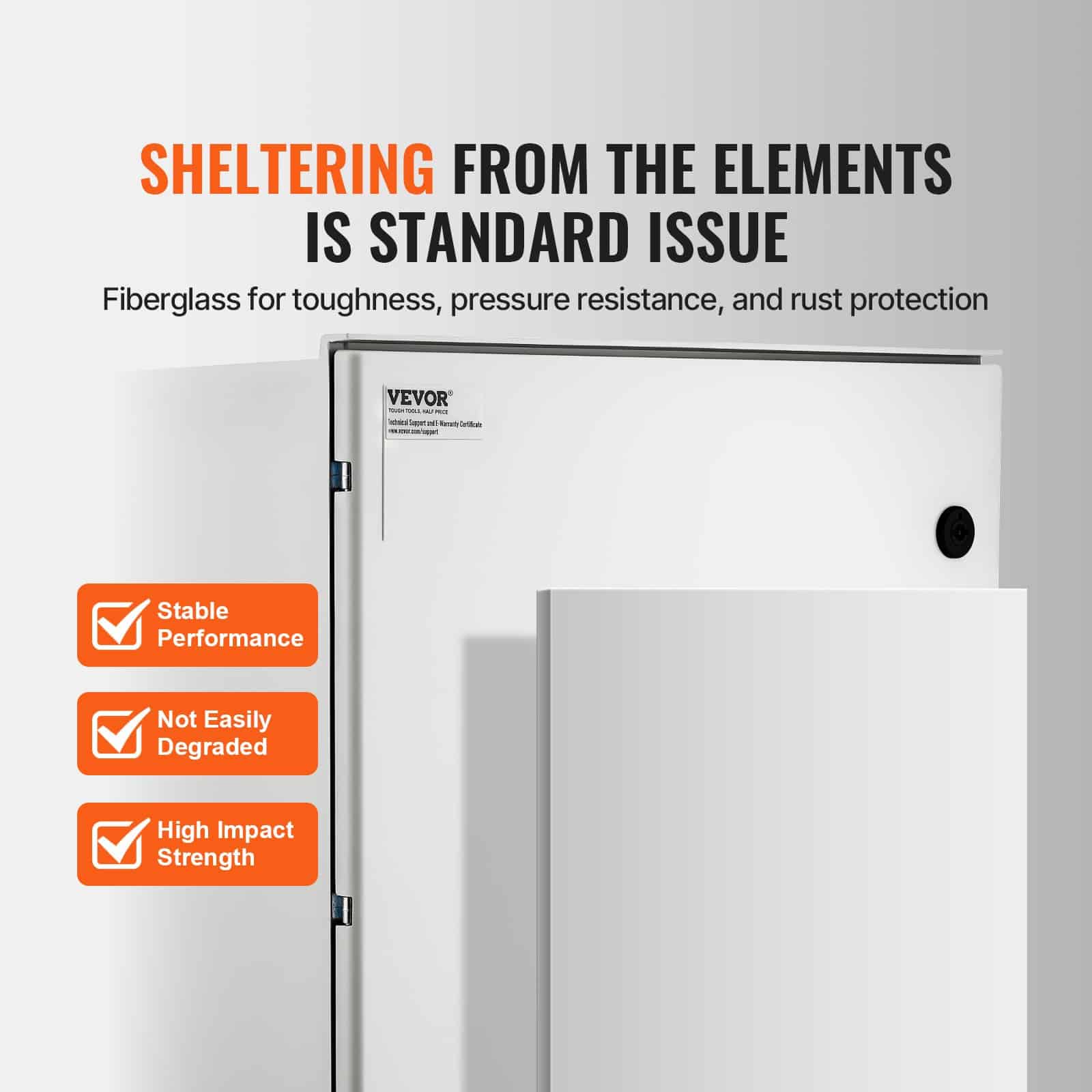 VEVOR IP66 Waterproof Fiberglass Electrical Enclosure Box 50x40x20 cm Wall Mount with Lock & Backplate - Image 3