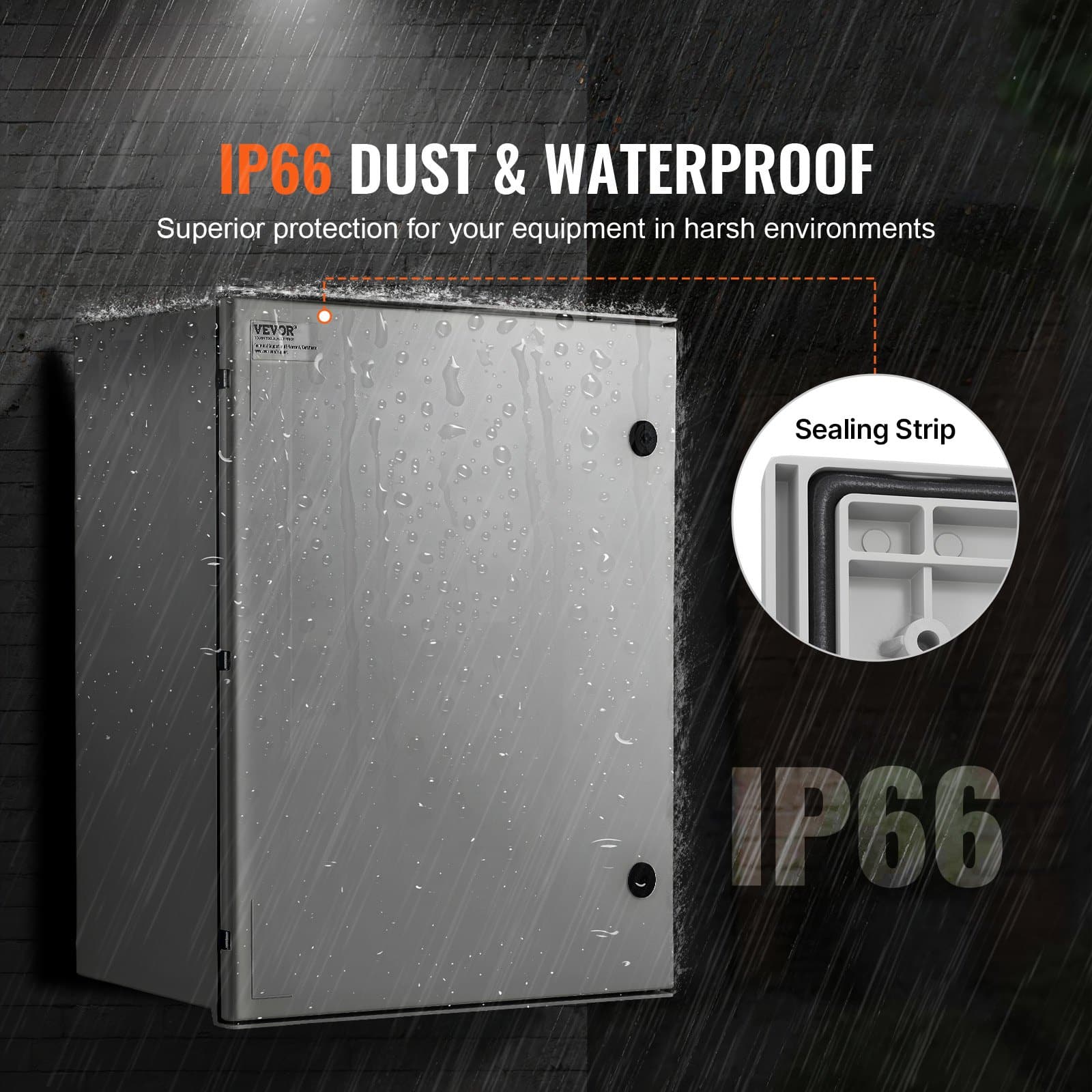 VEVOR IP66 Waterproof Fiberglass Electrical Enclosure Box 50x40x20 cm Wall Mount with Lock & Backplate - Image 4