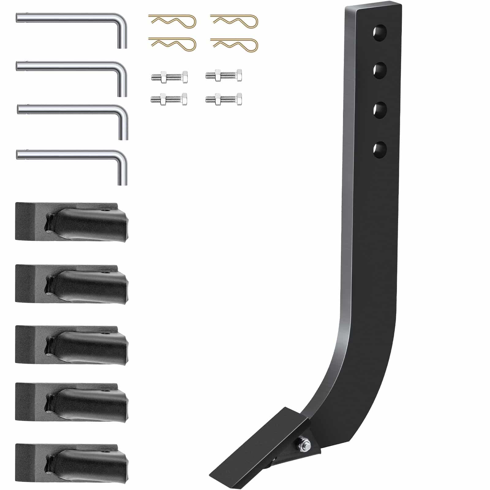 VEVOR Box Blade Shank Set, 46cm Adjustable Steel Ripper Shanks with 4 Holes & Removable Teeth, for Tractors, 4pcs