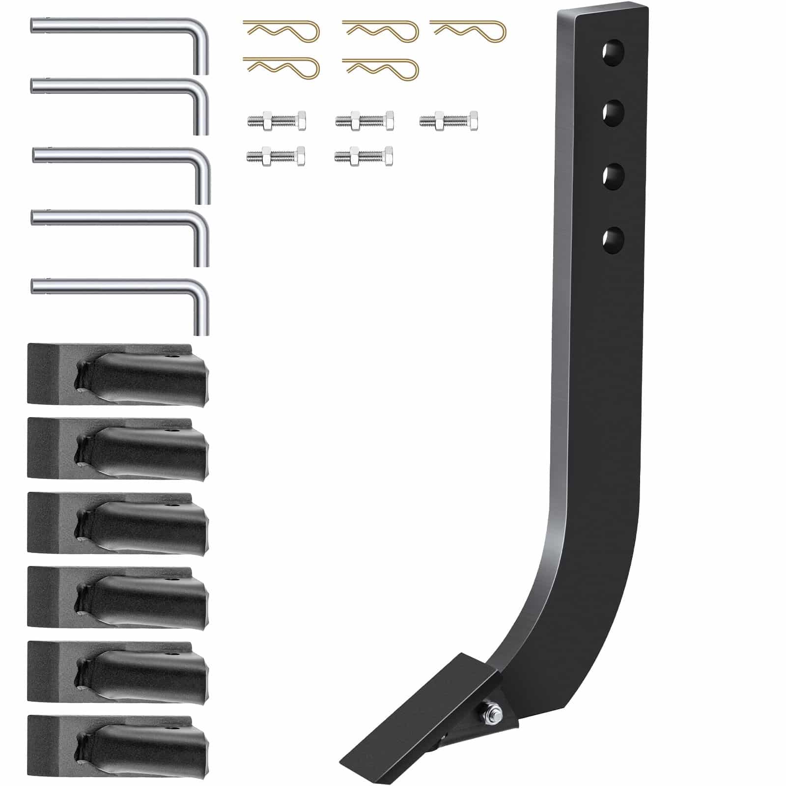 VEVOR 45.7cm Adjustable Box Blade Shanks with 4 Holes and Replaceable Teeth, Steel Ripper Scarifier Set for Tractors, 5PCS