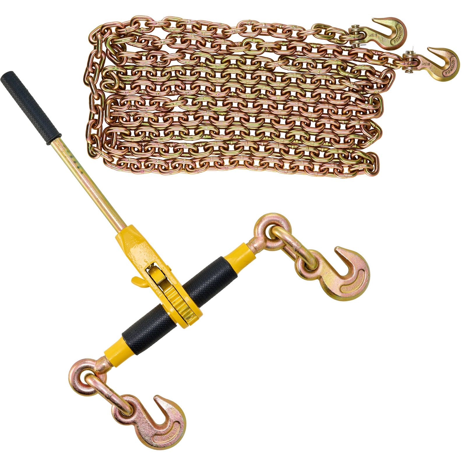 VEVOR Ratchet Chain Binder with G80 Chains, 8-9 mm, 3220 kg Load Limit, Anti-Skid Handle, Heavy Duty Tie Down for Truck/Trailer, 4 Pack - Зображення 11