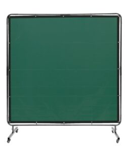 VEVOR 1.8x1.8 м огнестойкий сварочный экран с рамой, защита от УФ, 4 колеса (2 с фиксацией), зеленый для мастерской/промышленности