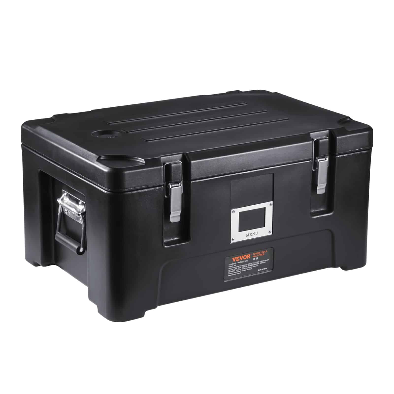 VEVOR 34L Insulated Food Carrier with 3 Stainless Steel Pans, Stackable Hot Box, Top Load, Black, for Catering & Delivery - Image 10